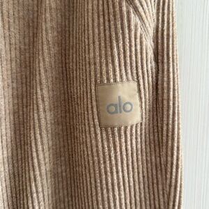 ALO Yoga Ribbed Track Pants in Beige